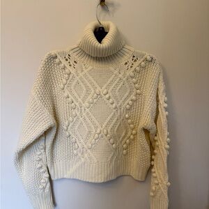 Forever 21 Cream Knit Turtleneck Sweater